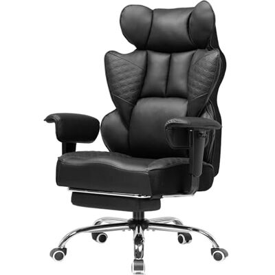 COMHOMA Ergonomische gamingstoel met verstelbare armleuningen, lendensteun met pocketvering voor grote en hoge personen, 150 kg, brede zwarte zitting COMHOMA Ergonomische gamingstoel met verstelbare armleuningen, lendensteun met pocketvering voor grote en hoge personen, 150 kg, brede zwarte zitting