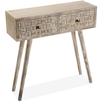 Versa Anish Smal entree meubel voor hal of hal met 2 laden, afmetingen (H x B x B) 81,5 x 25 x 80 cm, hout, bruin/grijs Versa Anish Smal entree meubel voor hal of hal met 2 laden, afmetingen (H x B x B) 81,5 x 25 x 80 cm, hout, bruin/grijs
