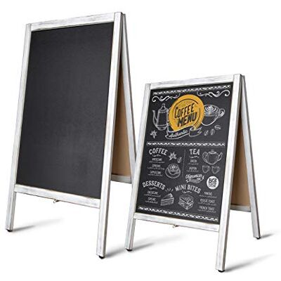 Floordirekt Schoolbord met houten frame, 2 kleuren en 2 maten, voor binnen en buiten, opvouwbaar, wit/grijs, 51 x 4,5 x 81 cm Floordirekt Schoolbord met houten frame, 2 kleuren en 2 maten, voor binnen en buiten, opvouwbaar, wit/grijs, 51 x 4,5 x 81 cm