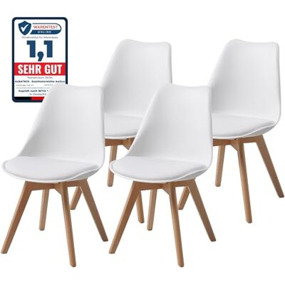 Albatros AARHUS Eetkamerstoel, 4 stuks, wit, met poten van massief hout, beuken, Scandinavisch retro-design Albatros AARHUS Eetkamerstoel, 4 stuks, wit, met poten van massief hout, beuken, Scandinavisch retro-design