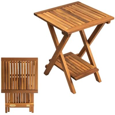 Spetebo Kleine bijzettafel van geolied acaciahout voor buiten, 35 x 35 cm Spetebo Kleine bijzettafel van geolied acaciahout voor buiten, 35 x 35 cm