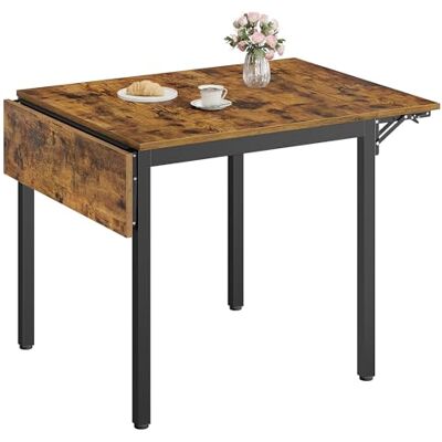 VASAGLE Eettafel, inklapbaar, keukentafel, uittrekbaar, kantoor, voor 2 tot 4 personen, rechthoekig, met kleppen, voor kleine ruimtes, rustiek bruin en zwart KDT077B01 VASAGLE Eettafel, inklapbaar, keukentafel, uittrekbaar, kantoor, voor 2 tot 4 personen, rechthoekig, met kleppen, voor kleine ruimtes, rustiek bruin en zwart KDT077B01