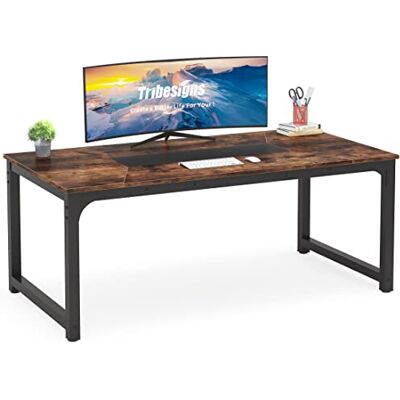 Tribesigns Computerbureau en studeertafel voor thuiswerk, werkplek, slaapkamer, 180 x 90 x 77 cm, rustiek bruin Tribesigns Computerbureau en studeertafel voor thuiswerk, werkplek, slaapkamer, 180 x 90 x 77 cm, rustiek bruin