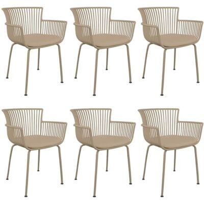 Kick Collection Set van 6 Otis tuinstoel, beige, modern en hoogwaardig, kunststof, gecoat metaal van pu-leer, verkrijgbaar in vele kleuren Kick Collection Set van 6 Otis tuinstoel, beige, modern en hoogwaardig, kunststof, gecoat metaal van pu-leer, verkrijgbaar in vele kleuren