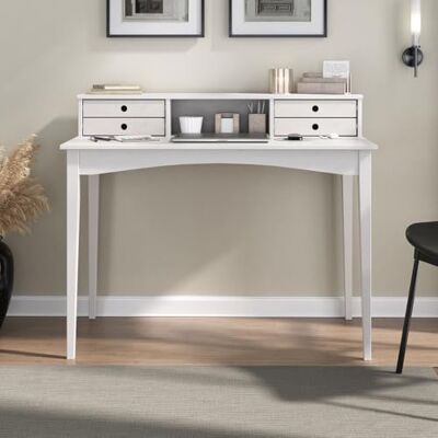 IDIMEX Milano bureau met 4 laden en 1 vak in wit massief hout, robuuste afwerking, pc-tafel met opbergruimte voor kantoor en thuiskantoor IDIMEX Milano bureau met 4 laden en 1 vak in wit massief hout, robuuste afwerking, pc-tafel met opbergruimte voor kantoor en thuiskantoor