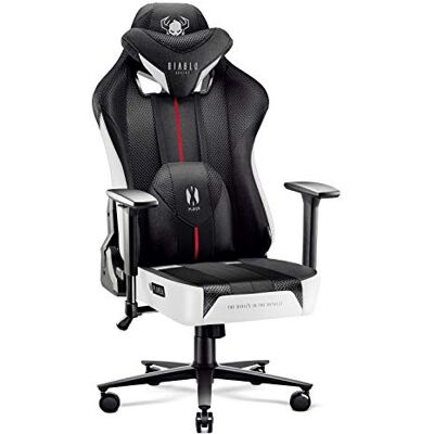 Diablo X-Player 2.0 Gamestoel Gaming Stoel Bureaustoel Stof 3D Armleuningen Ergonomisch Ontwerp Lumbaal/Nekkussen Imitatieleer (Wit-Zwart, King (XL)) Diablo X-Player 2.0 Gamestoel Gaming Stoel Bureaustoel Stof 3D Armleuningen Ergonomisch Ontwerp Lumbaal/Nekkussen Imitatieleer (Wit-Zwart, King (XL))