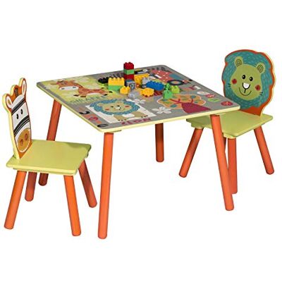 WOLTU 1 Kindertafel + 2 stoelen Kindermeubelset voor kinderen,kindertafel met 2 stoelen met dierlijk patroon,SG006 WOLTU 1 Kindertafel + 2 stoelen Kindermeubelset voor kinderen,kindertafel met 2 stoelen met dierlijk patroon,SG006