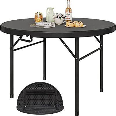 YITAHOME 122 cm ronde klaptafel voor buiten/binnen, klaptafel van robuust kunststof met dik tafelblad en robuust metalen frame, ideaal voor feestjes, picknicks, YITAHOME 122 cm ronde klaptafel voor buiten/binnen, klaptafel van robuust kunststof met dik tafelblad en robuust metalen frame, ideaal voor feestjes, picknicks,