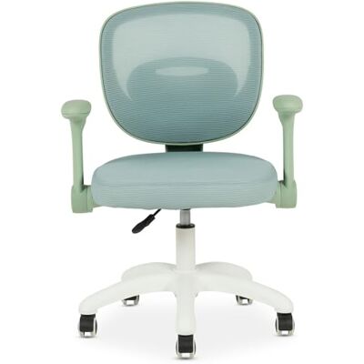 IDIMEX Amelia Bureaustoel voor kinderen, in hoogte verstelbaar, groen, ergonomische bureaustoel voor kinderkamer, ademende mesh-rugleuning en witte kruisvoet met 5 wielen IDIMEX Amelia Bureaustoel voor kinderen, in hoogte verstelbaar, groen, ergonomische bureaustoel voor kinderkamer, ademende mesh-rugleuning en witte kruisvoet met 5 wielen