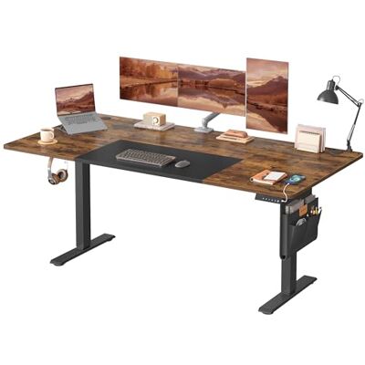 SONGMICS Elektrisch in hoogte verstelbaar bureau, 180 x 80 cm, zit-statafel, geheugenfunctie 4 hoogtes, USB-C-poort, voor kantoor, thuiskantoor, rustiek bruin en matzwart LSD028KD01 SONGMICS Elektrisch in hoogte verstelbaar bureau, 180 x 80 cm, zit-statafel, geheugenfunctie 4 hoogtes, USB-C-poort, voor kantoor, thuiskantoor, rustiek bruin en matzwart LSD028KD01