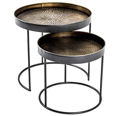 HAKU set van 2 bijzettafels koper, zwart, metaal Dim.: H 38/48 cm x Ø 41/51 cm, Stijl: Urban Collective HAKU set van 2 bijzettafels koper, zwart, metaal Dim.: H 38/48 cm x Ø 41/51 cm, Stijl: Urban Collective