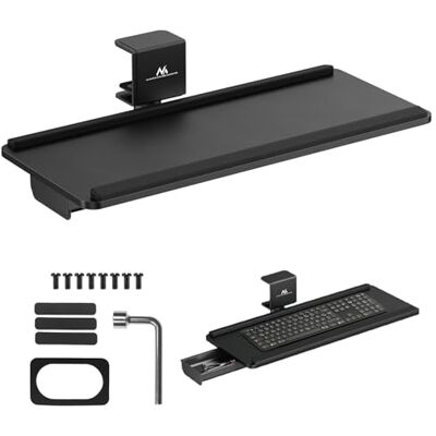 Maclean MC-108 B Ergonomische toetsenbordhouder, verstelbaar, draaibaar, met polssteun, geïntegreerde lade, montage zonder boren, voor werkplek thuis of op kantoor Maclean MC-108 B Ergonomische toetsenbordhouder, verstelbaar, draaibaar, met polssteun, geïntegreerde lade, montage zonder boren, voor werkplek thuis of op kantoor