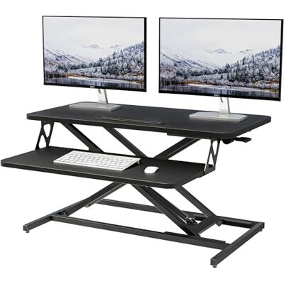 ERGOMAKER In hoogte verstelbare staande bureau converter 81cm breed Platform tafelblad werkstation snel zitten om te staan Desk Riser voor Dual monitoren Zwart ERGOMAKER In hoogte verstelbare staande bureau converter 81cm breed Platform tafelblad werkstation snel zitten om te staan Desk Riser voor Dual monitoren Zwart