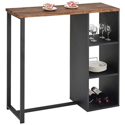IDIMEX Statafel PIAVA Staande tafel met 3 planken, waarvan 1 met flessenhouder, zwart gelakt metalen frame en MDF-plaat, wild eiken decor IDIMEX Statafel PIAVA Staande tafel met 3 planken, waarvan 1 met flessenhouder, zwart gelakt metalen frame en MDF-plaat, wild eiken decor