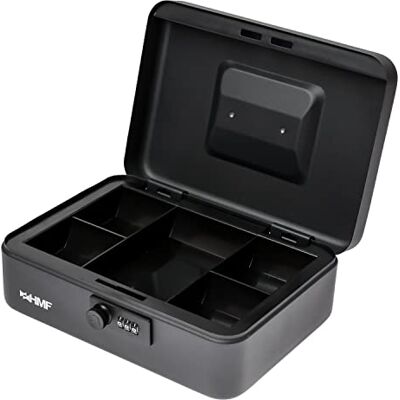 HMF 20017-02 Afsluitbare geldcassette met cijferslot, 25 x 18 x 8,5 cm, zwart HMF 20017-02 Afsluitbare geldcassette met cijferslot, 25 x 18 x 8,5 cm, zwart