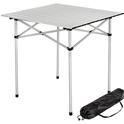 BAKAJI Salontafel camping picknick aluminium opvouwbaar hoog oprolbaar ruimtebesparend en licht, ideaal voor tuinfeesten, thuis (70 x 70 cm) BAKAJI Salontafel camping picknick aluminium opvouwbaar hoog oprolbaar ruimtebesparend en licht, ideaal voor tuinfeesten, thuis (70 x 70 cm)