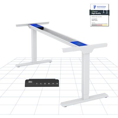 FLEXISPOT Bureau, Zit/Staand met 2 motoren, in hoogte verstelbaar bureauframe van staal, met smartpaneel met geheugenfuncties en anti-botsingssysteem, belasting 100 kg, wit FLEXISPOT Bureau, Zit/Staand met 2 motoren, in hoogte verstelbaar bureauframe van staal, met smartpaneel met geheugenfuncties en anti-botsingssysteem, belasting 100 kg, wit