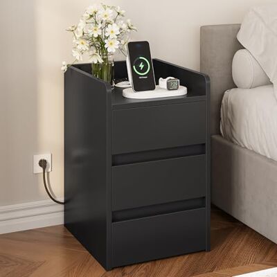 YITAHOME Nachtkastje met 3 laden en voeding Nachtkastje met laadstation, 2 USB-poorten en stopcontacten Waterdichte bijzettafel voor woonkamer en slaapkamer 35 x 40 x 60 cm YITAHOME Nachtkastje met 3 laden en voeding Nachtkastje met laadstation, 2 USB-poorten en stopcontacten Waterdichte bijzettafel voor woonkamer en slaapkamer 35 x 40 x 60 cm