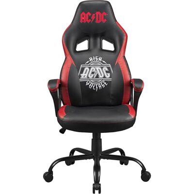 SUBSONIC AC/DC Gaming- of bureaustoel, AC DC Hard Rock gamingstoel voor jongeren of volwassenen, comfortabele schommelzitting, geïntegreerde hoofdsteun en armleuningen, ergonomische rugleuning SUBSONIC AC/DC Gaming- of bureaustoel, AC DC Hard Rock gamingstoel voor jongeren of volwassenen, comfortabele schommelzitting, geïntegreerde hoofdsteun en armleuningen, ergonomische rugleuning