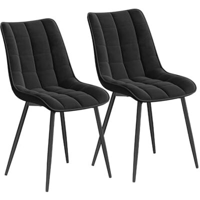 WOLTU BH142sz-2 Set van 2 eetkamerstoelen met zitting van fluweel en stabiele metalen poten, zwart WOLTU BH142sz-2 Set van 2 eetkamerstoelen met zitting van fluweel en stabiele metalen poten, zwart