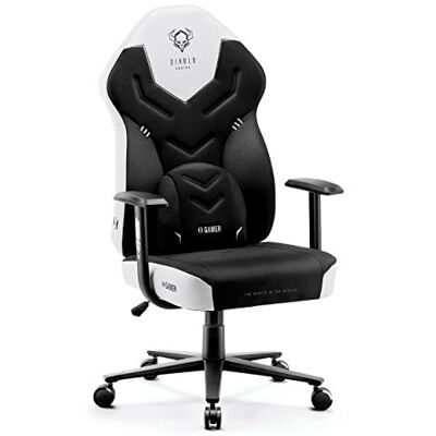 Diablo X-Gamer 2.0 Gaming Stoel Gamestoel Bureaustoel Stoffen Bekleding Ergonomisch Ontwerp Lumbaal Kussen Comfortabele Armleuningen (Zwart-Wit) Diablo X-Gamer 2.0 Gaming Stoel Gamestoel Bureaustoel Stoffen Bekleding Ergonomisch Ontwerp Lumbaal Kussen Comfortabele Armleuningen (Zwart-Wit)