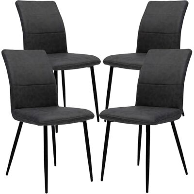 Trisens Eetkamerstoelen in lederlook, modern, comfortabel, met gewatteerde voorkant, gebogen rugleuning voor meer zitcomfort, kleur: antraciet, aantal: 4 stuks. Trisens Eetkamerstoelen in lederlook, modern, comfortabel, met gewatteerde voorkant, gebogen rugleuning voor meer zitcomfort, kleur: antraciet, aantal: 4 stuks.