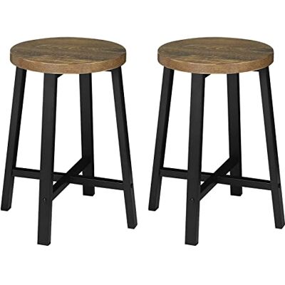 WOLTU Eetkamerstoelen set van 2, keukenstoel, keukenkruk, gemaakt van hout Vintage metalen poten houtnerf keukenkruk keuken kruk WOLTU Eetkamerstoelen set van 2, keukenstoel, keukenkruk, gemaakt van hout Vintage metalen poten houtnerf keukenkruk keuken kruk