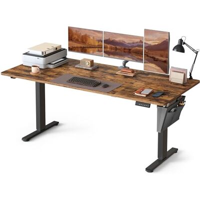 SONGMICS Elektrisch in hoogte verstelbaar bureau, 180 x 80 x (72-120) cm, zit-statafel, geheugenfunctie, 4 hoogtes, voor kantoor, thuiskantoor, rustiek bruin LSD138K01 SONGMICS Elektrisch in hoogte verstelbaar bureau, 180 x 80 x (72-120) cm, zit-statafel, geheugenfunctie, 4 hoogtes, voor kantoor, thuiskantoor, rustiek bruin LSD138K01