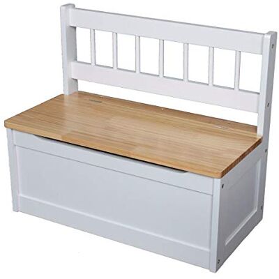 Spetebo Kinderbank van hout, wit/natuurlijk, 60 x 50 x 30 cm, opbergdoos Spetebo Kinderbank van hout, wit/natuurlijk, 60 x 50 x 30 cm, opbergdoos
