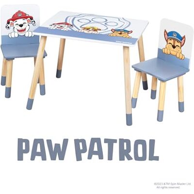 roba Paw Patrol tafel en 2 stoelen voor kinderen, poten van massief hout, voor meisjes en jongens vanaf 2 jaar, motief honden, Chase Ruben & Marcus, grijs/wit roba Paw Patrol tafel en 2 stoelen voor kinderen, poten van massief hout, voor meisjes en jongens vanaf 2 jaar, motief honden, Chase Ruben & Marcus, grijs/wit