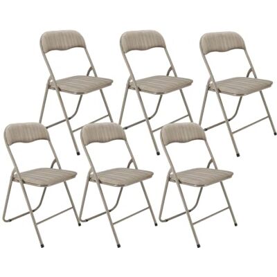 Discountershop Vouwstoelen set van 6 taupe velours klapstoelen met zachte bekleding klapstoelen voor eettafel, feest en thuis zithoogte 44 cm Discountershop Vouwstoelen set van 6 taupe velours klapstoelen met zachte bekleding klapstoelen voor eettafel, feest en thuis zithoogte 44 cm