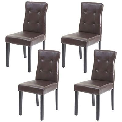 Mendler HWC-E58 Eetkamerstoelen van bruin kunstleer met donkere poten, 4 stuks Mendler HWC-E58 Eetkamerstoelen van bruin kunstleer met donkere poten, 4 stuks