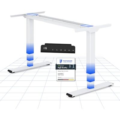 FLEXISPOT EC5 Lite Elektrisch zit-stabureau met 2 motoren, frame met 3 kolommen, belasting 100 kg, in hoogte verstelbaar stalen bureau met intelligent paneel met geheugenfuncties, wit FLEXISPOT EC5 Lite Elektrisch zit-stabureau met 2 motoren, frame met 3 kolommen, belasting 100 kg, in hoogte verstelbaar stalen bureau met intelligent paneel met geheugenfuncties, wit