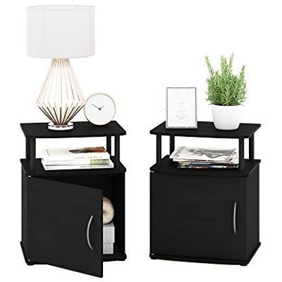 Furinno JAYA Utility Design Set van 2 bijzettafels, bijzettafel, nachtkastje, zwart Furinno JAYA Utility Design Set van 2 bijzettafels, bijzettafel, nachtkastje, zwart