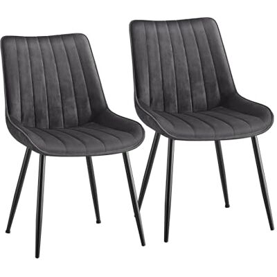 SONGMICS Set van 2 eetkamerstoelen, stalen voet Keukenstoel, belastbaar tot 120 kg, ergonomische rugleuning, grijs en inktzwart, collectie TYRA LDC090G05 SONGMICS Set van 2 eetkamerstoelen, stalen voet Keukenstoel, belastbaar tot 120 kg, ergonomische rugleuning, grijs en inktzwart, collectie TYRA LDC090G05