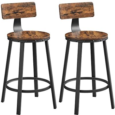 VASAGLE LBC076B01 Industriële barkruk, set van 2, keukenbarstoelen, met rugleuning, stalen frame, hoogte zitting 62,5 cm, eenvoudige montage, industriële stijl, rustiek bruin en zwart VASAGLE LBC076B01 Industriële barkruk, set van 2, keukenbarstoelen, met rugleuning, stalen frame, hoogte zitting 62,5 cm, eenvoudige montage, industriële stijl, rustiek bruin en zwart