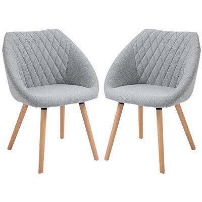 HOMCOM Eetkamerstoelen Scandinavisch design, 2 stuks, linnen, grijs HOMCOM Eetkamerstoelen Scandinavisch design, 2 stuks, linnen, grijs