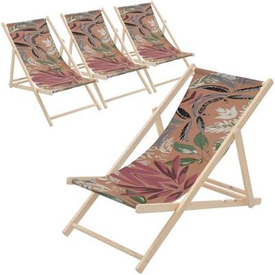 ECD Germany Set van 4 klapstoelen van Chileense hout, bloemenmotief, bruin-rood-groen, verstelbare rugleuning, 3 ligposities, tot 120 kg, stoffen zonnebad, strand of tuin ECD Germany Set van 4 klapstoelen van Chileense hout, bloemenmotief, bruin-rood-groen, verstelbare rugleuning, 3 ligposities, tot 120 kg, stoffen zonnebad, strand of tuin