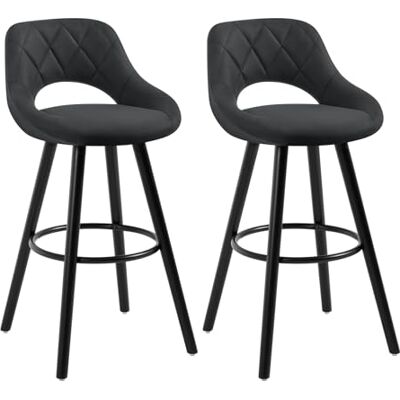 WOLTU Barkruk, set van 2, barstoel, hoge kruk met rugleuning en voetensteun Barkruk met voetensteun, keukenkruk, aanrechtkruk, voor bar, keuken, toonbank, restaurant, café WOLTU Barkruk, set van 2, barstoel, hoge kruk met rugleuning en voetensteun Barkruk met voetensteun, keukenkruk, aanrechtkruk, voor bar, keuken, toonbank, restaurant, café