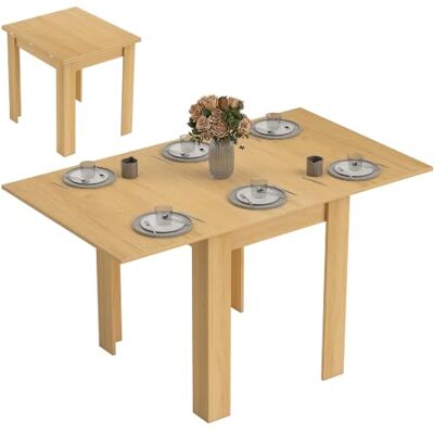 HOMCOM Eettafel, uittrekbaar, rechthoekig, voor 4-6 personen, keukentafel 70-140 cm, PU-handgrepen, vilten glijders, moderne stijl, voor kleine ruimtes, eetkamer, woonkamer, natuurlijk hout HOMCOM Eettafel, uittrekbaar, rechthoekig, voor 4-6 personen, keukentafel 70-140 cm, PU-handgrepen, vilten glijders, moderne stijl, voor kleine ruimtes, eetkamer, woonkamer, natuurlijk hout
