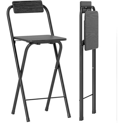 HOMCOM Set van 2 barkrukken, inklapbaar, stalen frame, 87H cm, zwart HOMCOM Set van 2 barkrukken, inklapbaar, stalen frame, 87H cm, zwart
