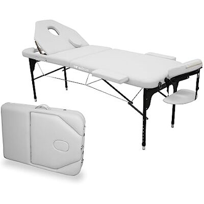 QUIRUMED WELLCORE Aluminium klaptafel met inklapbare rugleuning, 185 x 65 cm, kunstleer, in hoogte verstelbaar, scharnierkop, gezichtsgat, kleur wit, transportrugzak, tot 225 kg QUIRUMED WELLCORE Aluminium klaptafel met inklapbare rugleuning, 185 x 65 cm, kunstleer, in hoogte verstelbaar, scharnierkop, gezichtsgat, kleur wit, transportrugzak, tot 225 kg