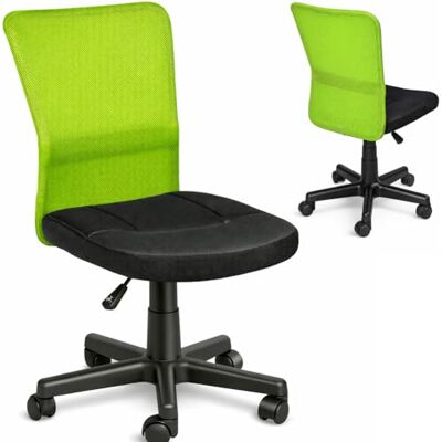 BAKAJI Bureaustoel voor slaapkamer, draaistoel van netstof, in hoogte verstelbaar, met wielen (zwart groen) BAKAJI Bureaustoel voor slaapkamer, draaistoel van netstof, in hoogte verstelbaar, met wielen (zwart groen)