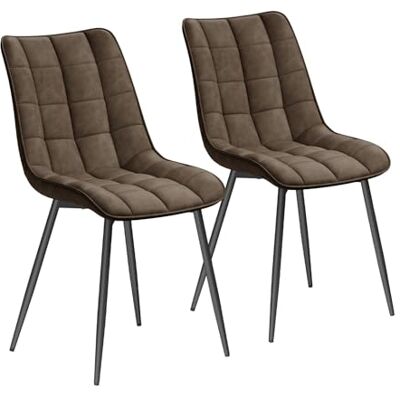 WOLTU BH207br-2 Set van 2 eetkamerstoelen met fluwelen zitting en stabiele metalen poten, bruin WOLTU BH207br-2 Set van 2 eetkamerstoelen met fluwelen zitting en stabiele metalen poten, bruin