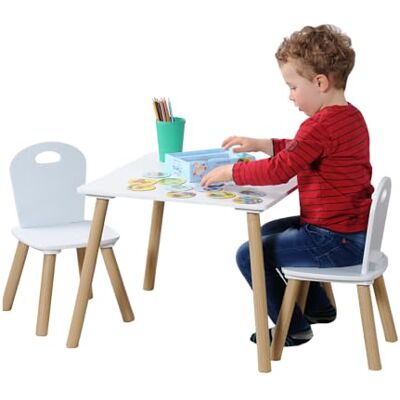 Kesper kindertafel met 2 stoelen 1771213, afmetingen: tafel 55 x 55 x 45 cm, stoel 27,5 x 27,5 x 50,5 cm, wit Kesper kindertafel met 2 stoelen 1771213, afmetingen: tafel 55 x 55 x 45 cm, stoel 27,5 x 27,5 x 50,5 cm, wit