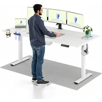 FLEXISPOT Bureau, zittend, staand, 200 x 80 cm, in hoogte verstelbaar bureau met geheugenfunctie, belasting 70 kg, computerbureau met haak, rek en kabeldoorvoer, voor telewerk, wit FLEXISPOT Bureau, zittend, staand, 200 x 80 cm, in hoogte verstelbaar bureau met geheugenfunctie, belasting 70 kg, computerbureau met haak, rek en kabeldoorvoer, voor telewerk, wit