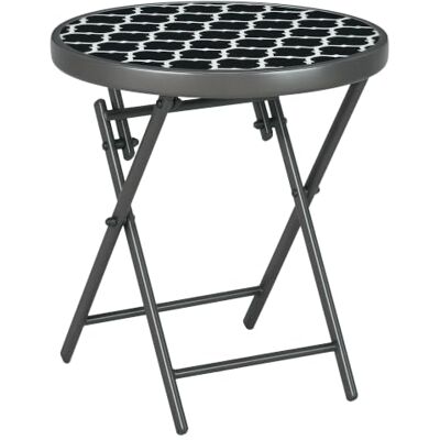 Outsunny Salontafel, inklapbaar, bistrotafel, buiten, rond, 45 cm, zwart/wit Petite Table d'Appoint, Structure en Métal, Usage Extérieur, pour Patio Balcon, Jarin Outsunny Salontafel, inklapbaar, bistrotafel, buiten, rond, 45 cm, zwart/wit Petite Table d'Appoint, Structure en Métal, Usage Extérieur, pour Patio Balcon, Jarin