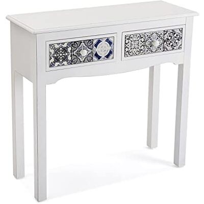 Versa Pireo Entreeconsole, consoletafel, haltafel, woonkamertafel met 2 laden, afmetingen 78 x 30 x 81 cm (l x b x b), MDF-hout, wit Versa Pireo Entreeconsole, consoletafel, haltafel, woonkamertafel met 2 laden, afmetingen 78 x 30 x 81 cm (l x b x b), MDF-hout, wit
