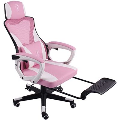 Trisens Moderne gamingstoel met opvouwbare voetensteun, flexibele armleuningen, ergonomisch bureau met extra steunkussen, gamingstoel Trisens Moderne gamingstoel met opvouwbare voetensteun, flexibele armleuningen, ergonomisch bureau met extra steunkussen, gamingstoel