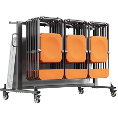 VEVOR Opvouwbare stoelwagen, draagvermogen 181 kg, robuuste houder voor 42 stoelen, multifunctionele opbergorganizer met 360° wielen, voor eetkamer, familie, school, matzwart VEVOR Opvouwbare stoelwagen, draagvermogen 181 kg, robuuste houder voor 42 stoelen, multifunctionele opbergorganizer met 360° wielen, voor eetkamer, familie, school, matzwart